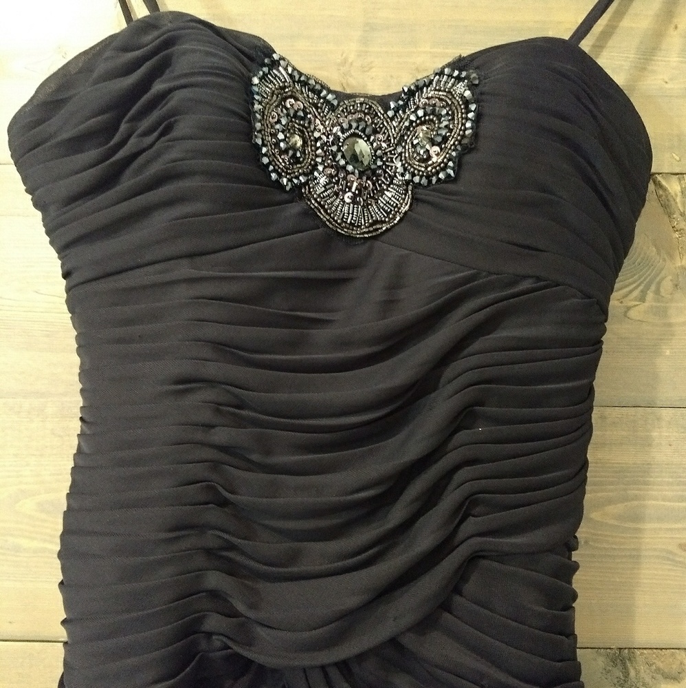 Adriaanna Papell midnight blue evening dress